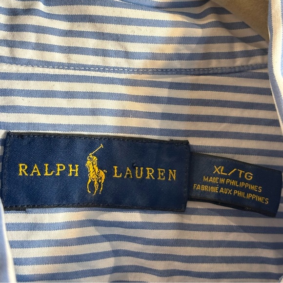 LAUREN RALPH LAUREN Sz XL Blue Label Stripes 100% Cotton Button Down Shirt - Picture 3 of 8